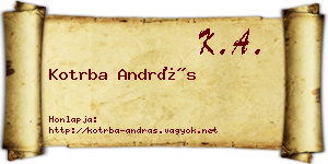 Kotrba András névjegykártya